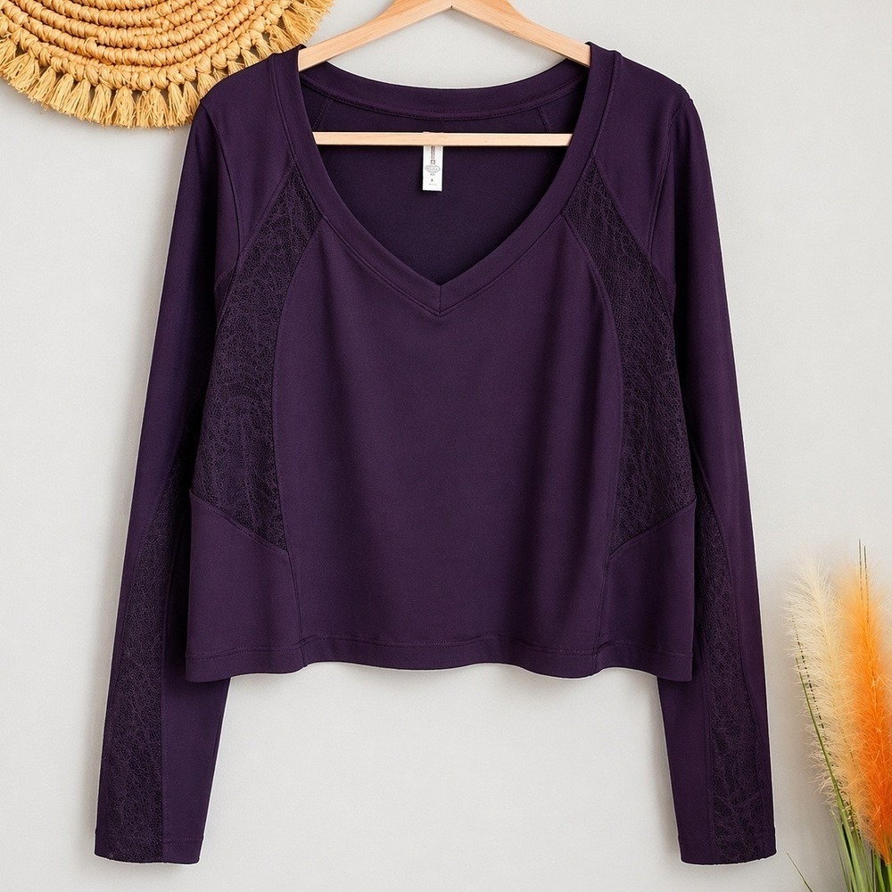 Athleta New Shanti Lace Deep Crocus Violet Purple Long Sleeve Active Top SZ 3X - Picture 11 of 11